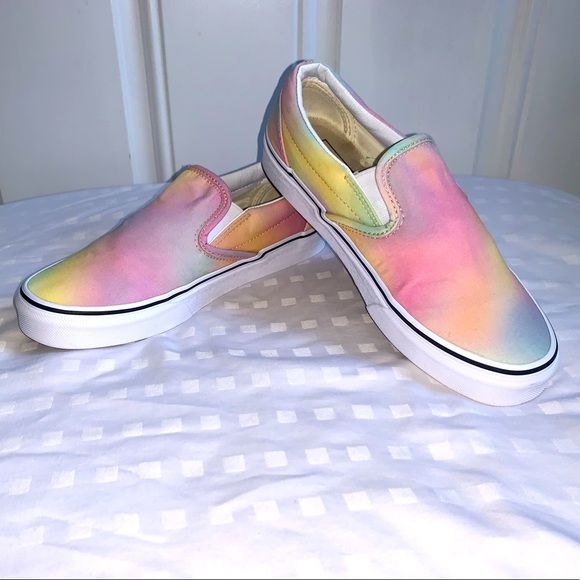 Vans Shoes - Vans Slip-On Sneakers in Pastel Rainbow Tie-Dye